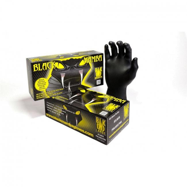 Boîte de 100 gants BLACKMAMBA XL ref BLM05008 de marque CBM 