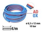 Tuyaux de caoutchouc jumelés TWIN gaz oxygène (bleu) - acétylène (rouge)